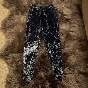 Grey/blue stretch crushed velvet/velour jogger lounge pants, size small